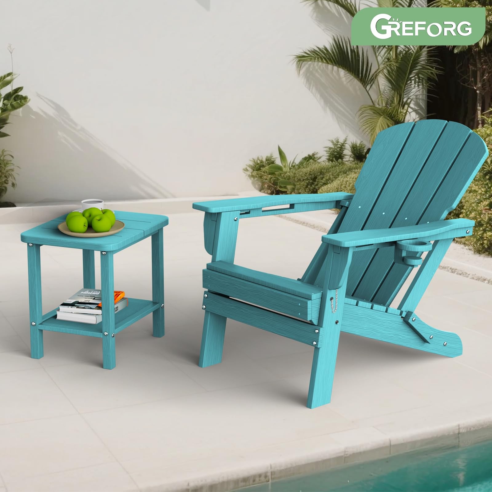 GREFORG Aurba Adirondack Patio Side Table 17.7"