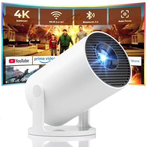 Ultra-Portable Mini Projector with WiFi/Bluetooth for 4K Streaming & Starry Sky
