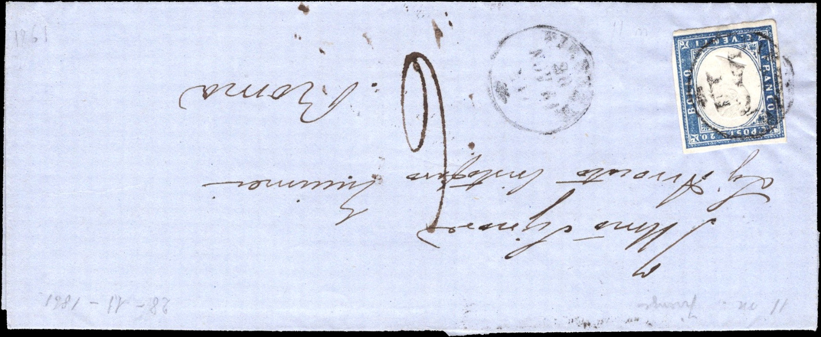 Sardinia 1861 Pre-Philatelic Cover Firenze to Roma