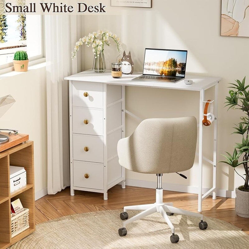 Small Writing Desk W/ 4 Drawers Computer Desk Home Office Kids Study Table New