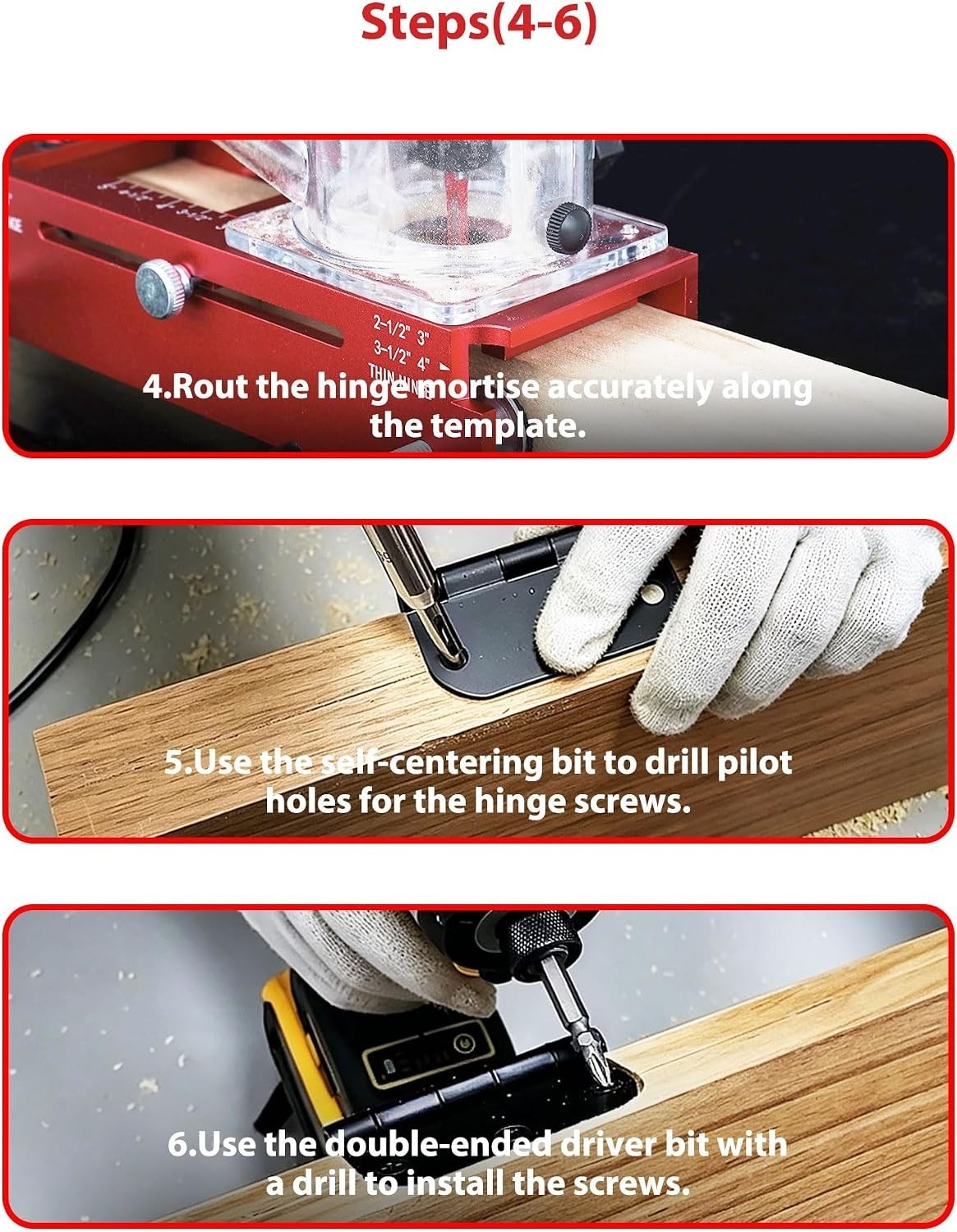 Door Hinge Jig & Lock Hole Drilling Kit – Adjustable Aluminum Router Template...