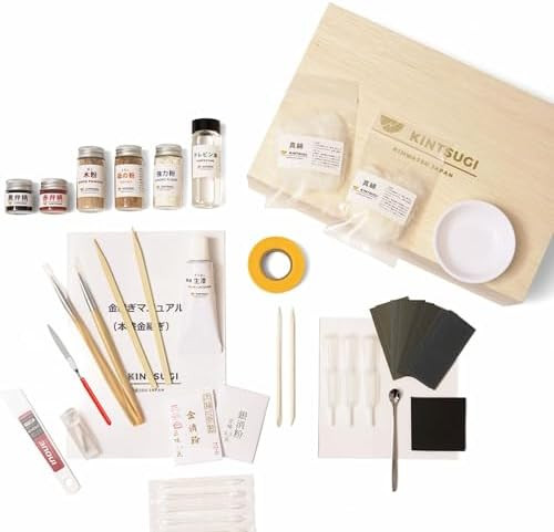 Kintsugi Repair Kit Gold Powder + Silver Natural Urushi Beginner Guide