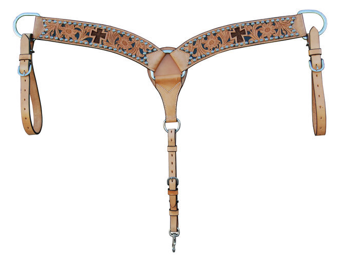 Western Natural Leather 2.5" Wide Breast Collar with Hair On inlay and Spots