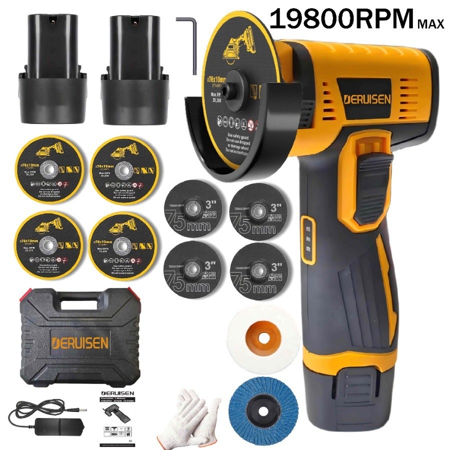 DERUISEN 12V Mini Cordless Angle Grinder –19500RPM