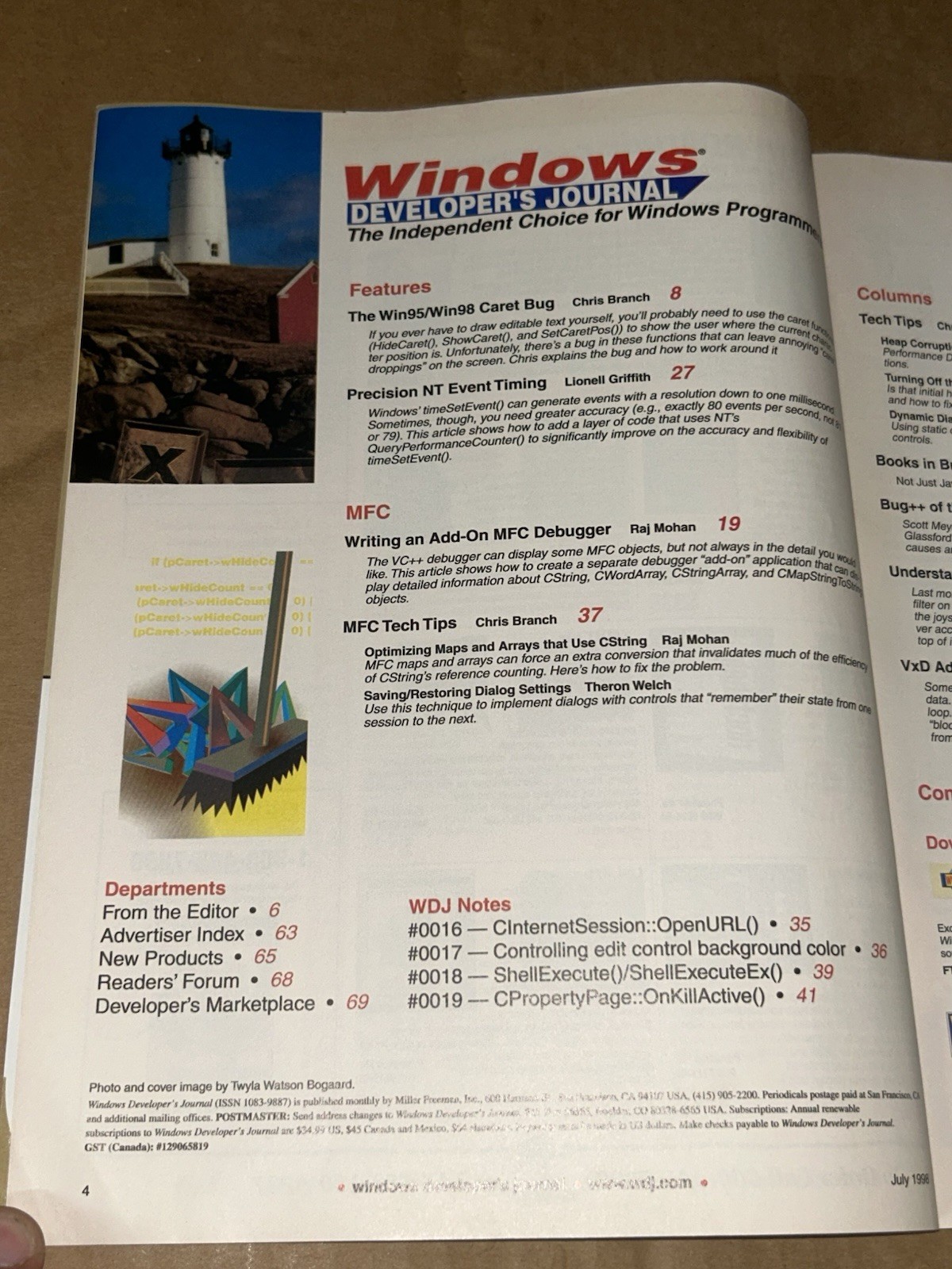 Windows Developer Journal 1998 Debugging: Win95/Win98 Bug & Add-On MFC Debugger