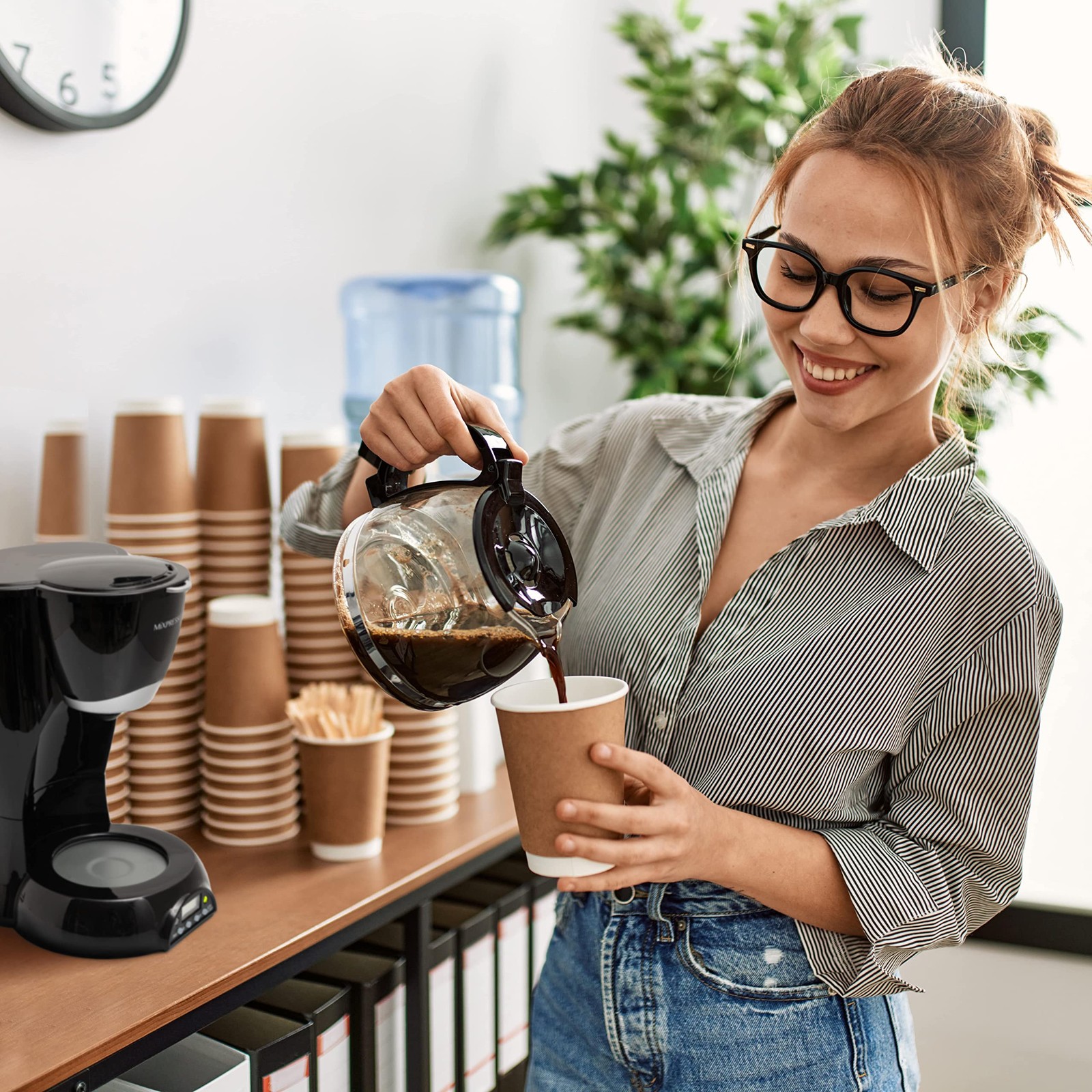Mixpresso 8-Cup Drip Coffee Maker Programmable, 8 Cup Black