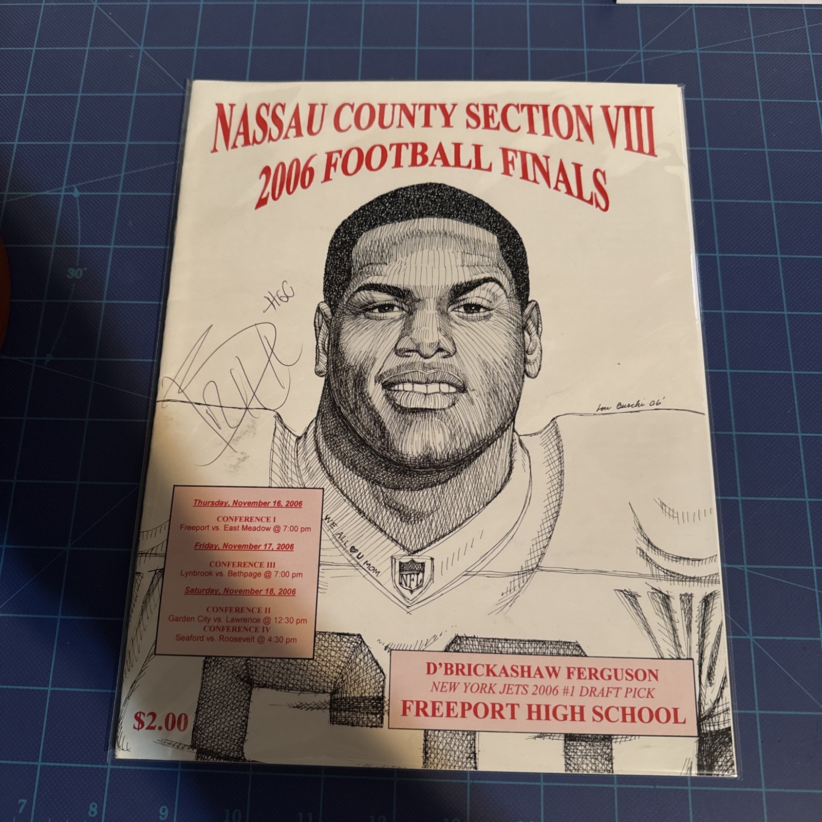 2006 D’Brickashaw Ferguson Freeport High School Autograph Program, 1st. Year Pro