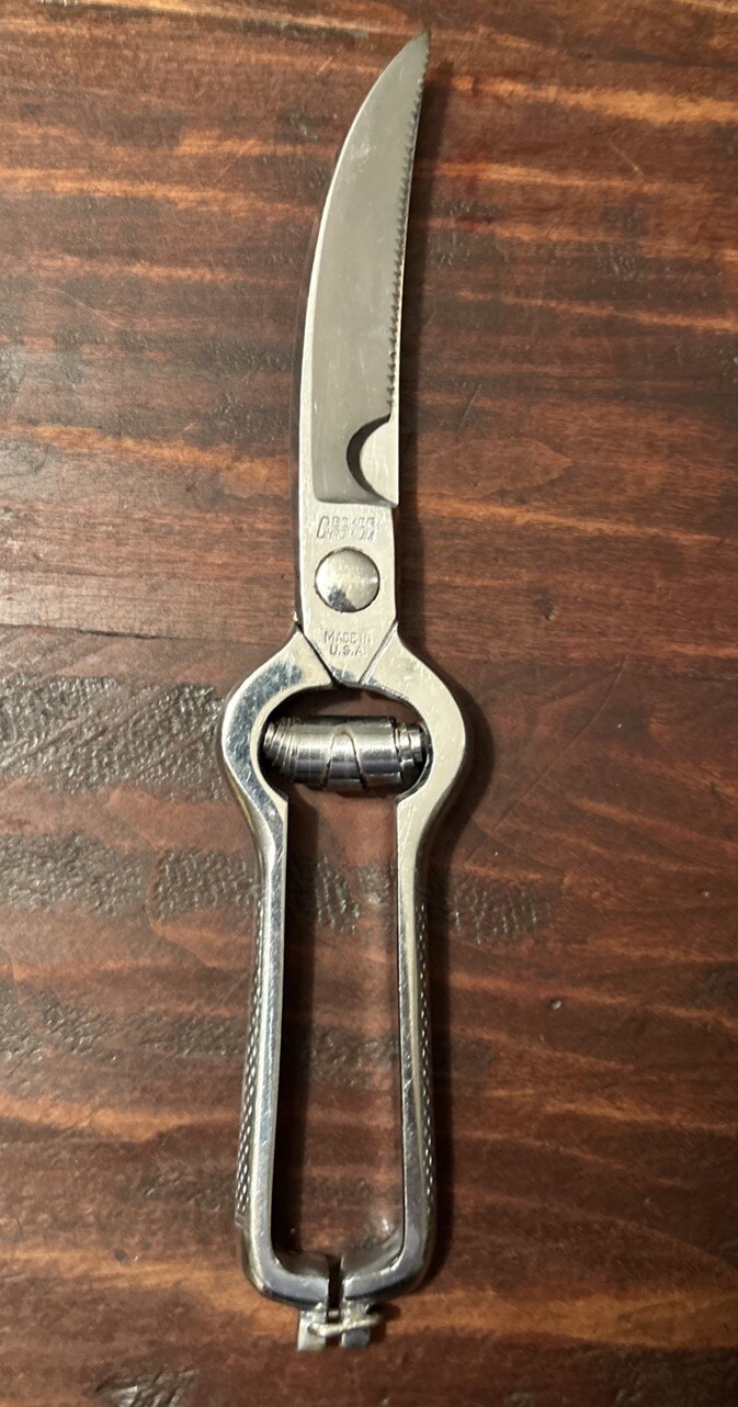 Vintage Boker Chromium 9” Kitchen Poultry Scissors Shears; Made In USA