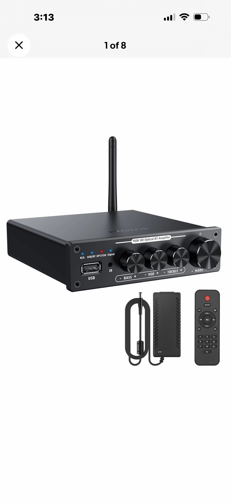 PROZOR Audio Bluetooth Amplifier with BT 5.0 Optical Coaxial RCA USB Input 100W