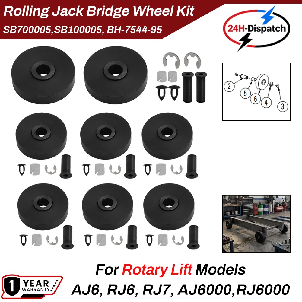 Set/8 Wheel Kit for Rotary Lift Rolling Jacks / Rolling Bridge SB700005,SB100005