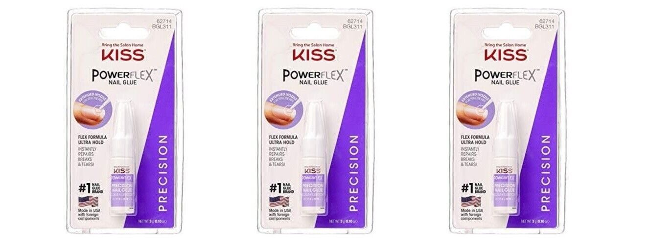 BL  Kiss Powerflex Precision Nail Glue 0.10oz --**THREE PACK**