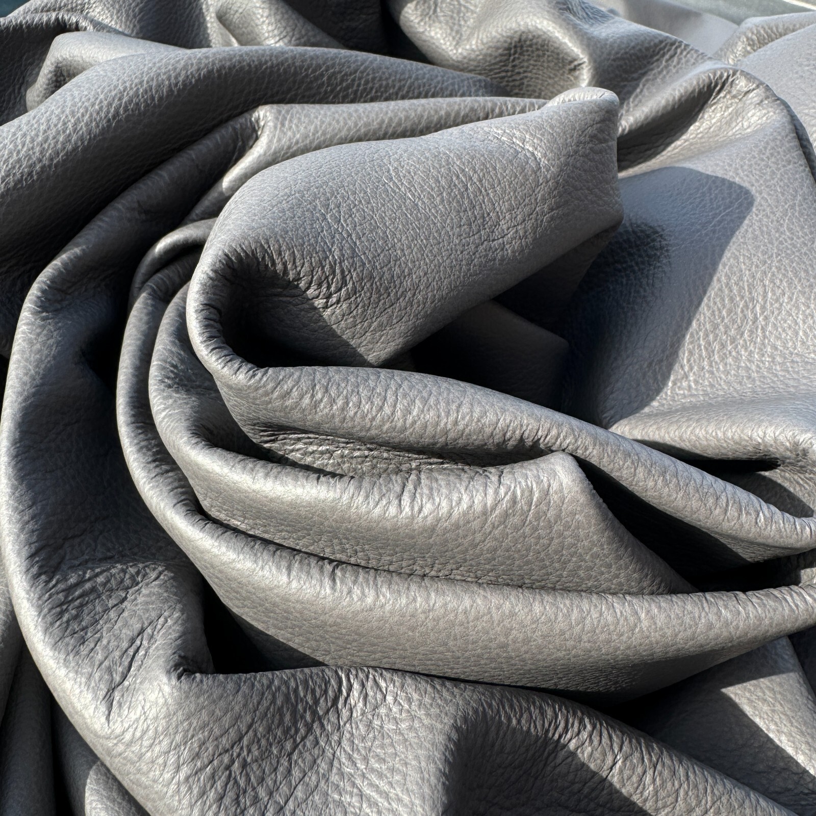 Brazilian Medium Grey Upholstery Leather Hide Whole Cow Approx. 55 Square Feet