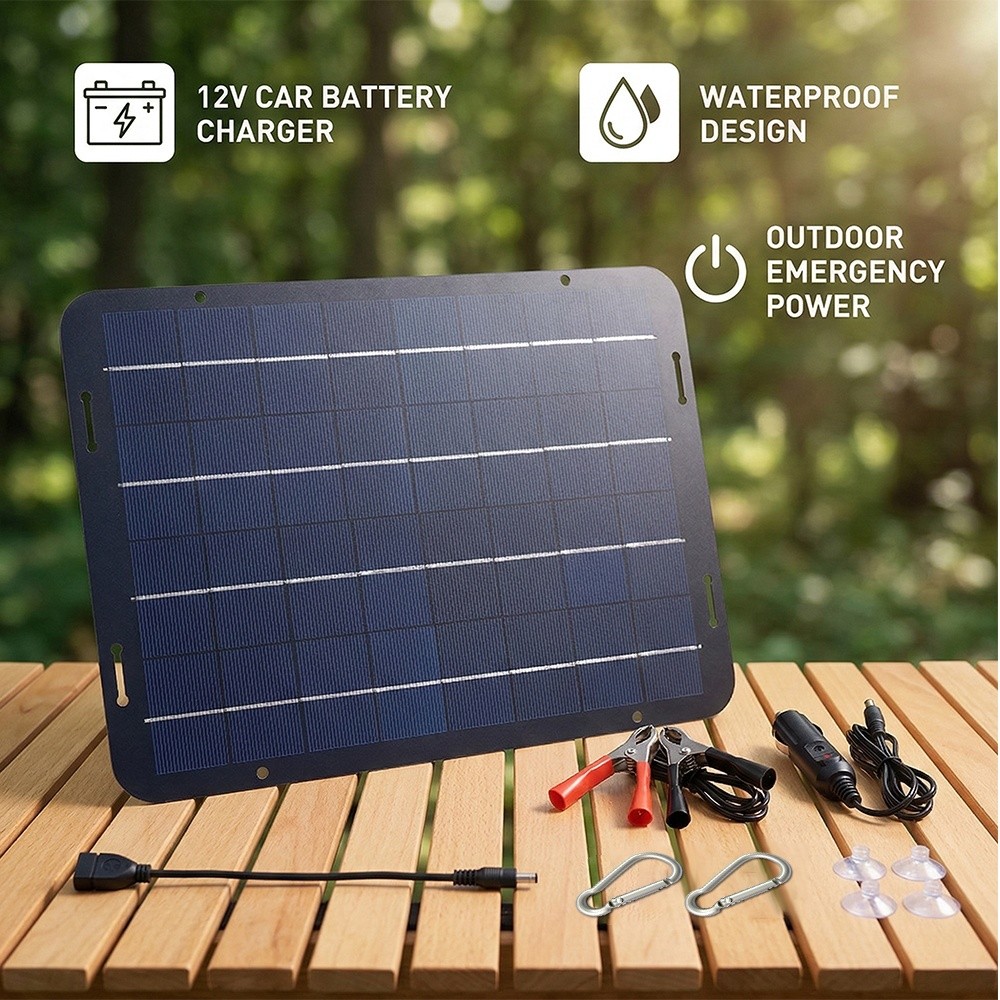 30W Solar Panel 12V Trickle Charger Battery Maintainer for Car Boat RV Trailer