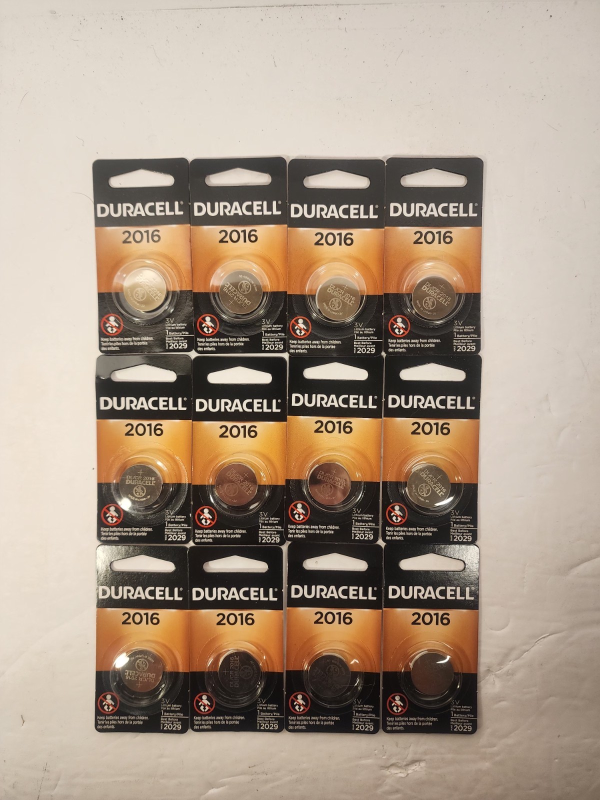 12  Size-2016 Duracell Coin Cell Batteries - Lithium 3V  Best BY 2029