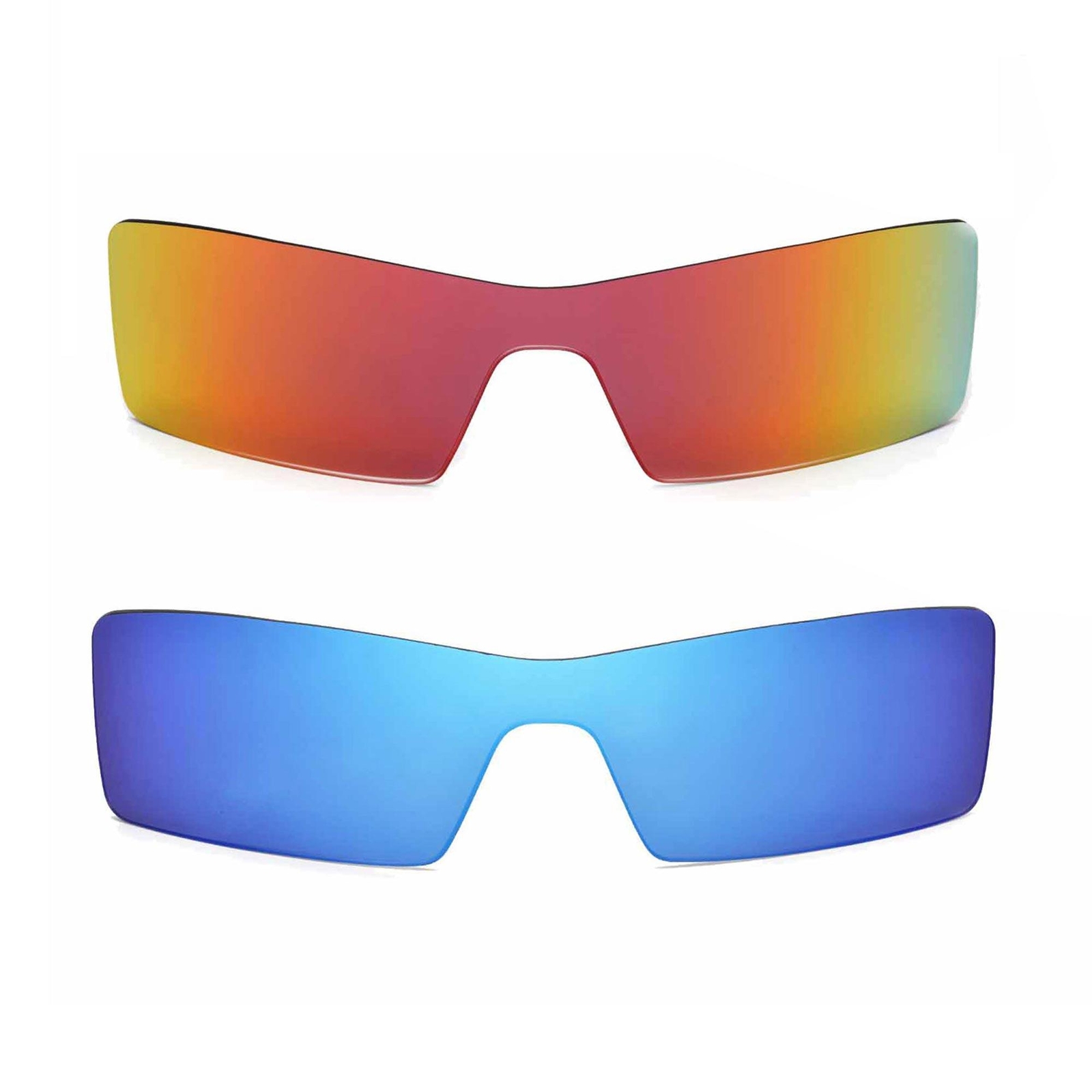 Walleva Two Pairs Polarized Lenses For Oakley Oil Rig - Fire Red + Ice Blue
