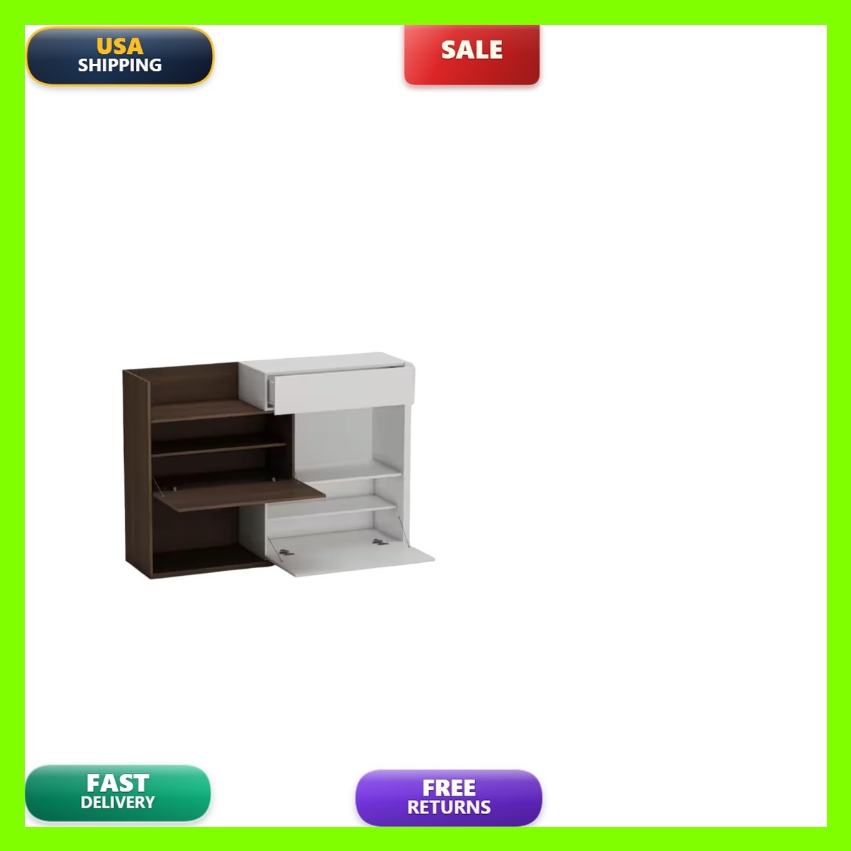 Fufu&Gaga Fufugaga 40.5 In. H X 58.4 In. W White And Brown Wooden Grain Wood