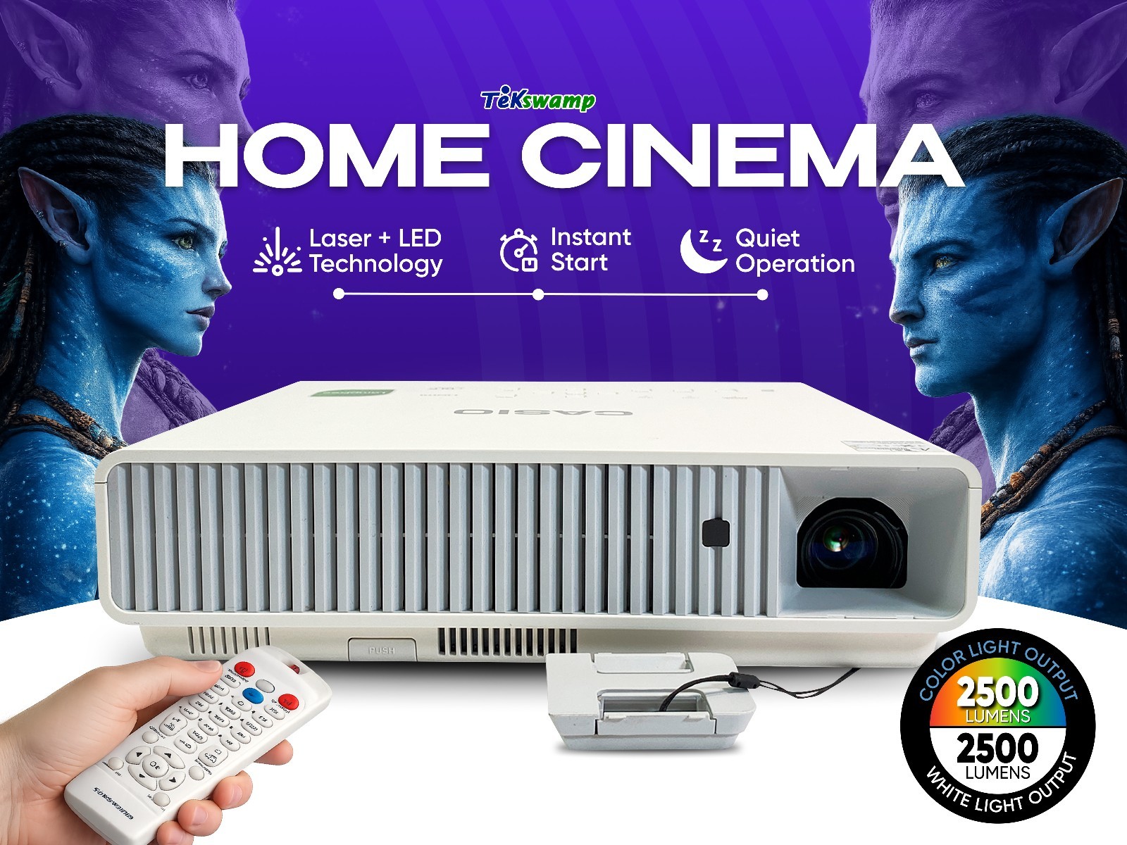 DLP Laser/LED Hybrid Projector for Family Movie Evenings at Home 2500 ANSI w/Kit