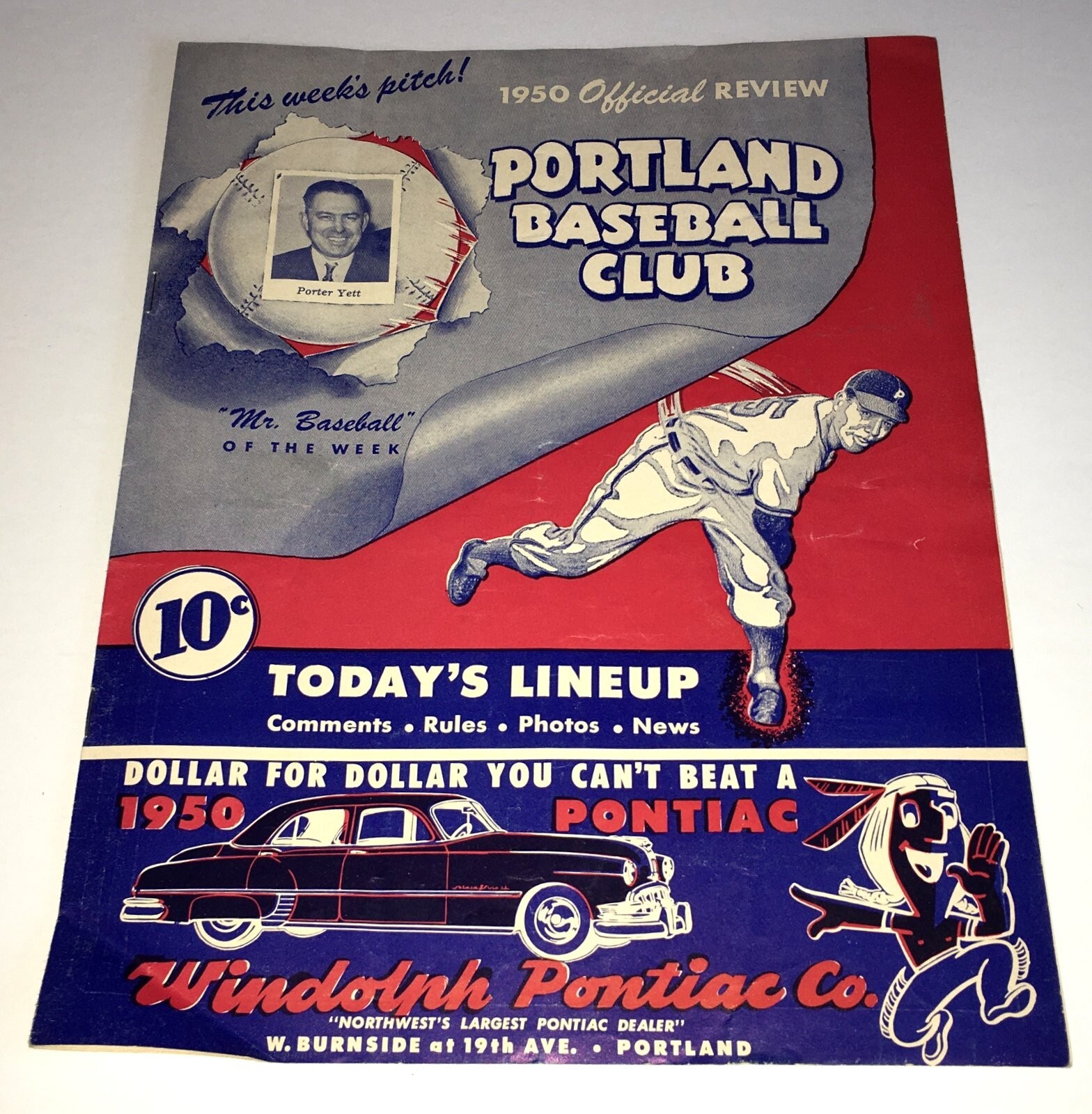 PCL PORTLAND BEAVERS 1950 PROGRAM vs OAKLAND OAKS ACORNS CHAMPIONSHIP SEASON