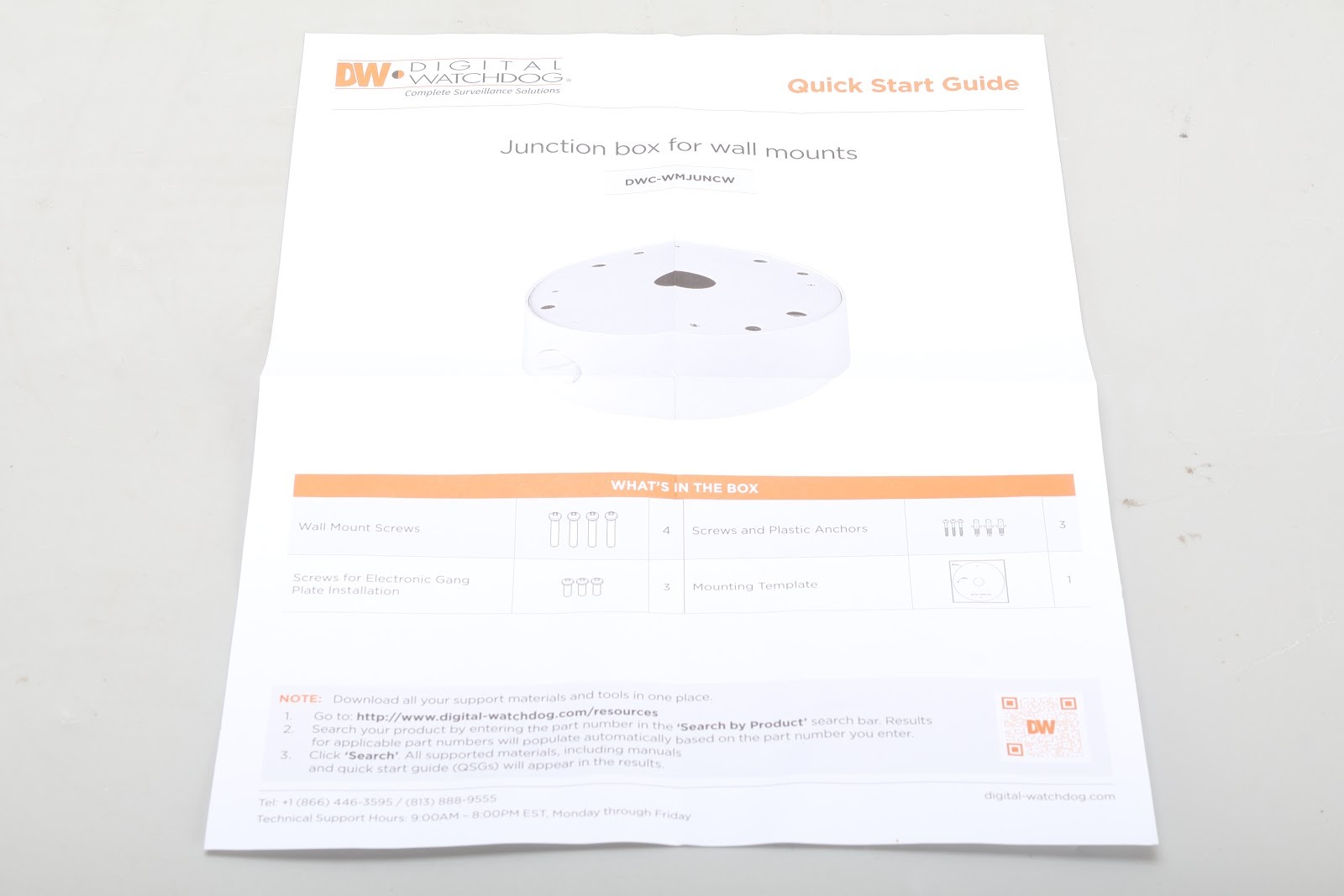Digital Watchdog DWC-WMJUNCW Junction Box for Wall Mount Brackets