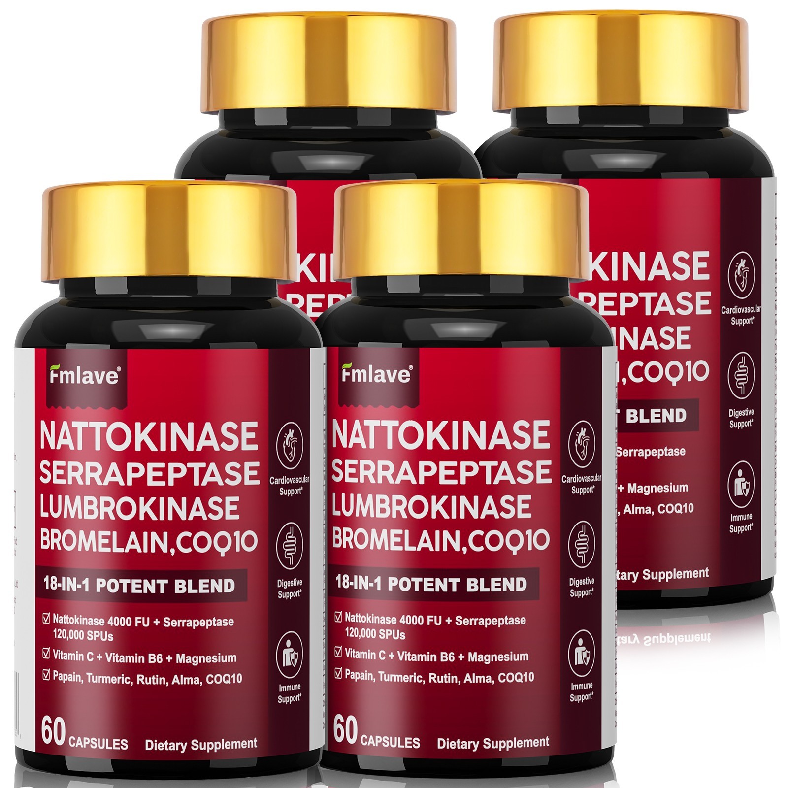 Nattokinase 4,000 FU Heart & Cardiovascular Health, Circulatory Support Non-GMO