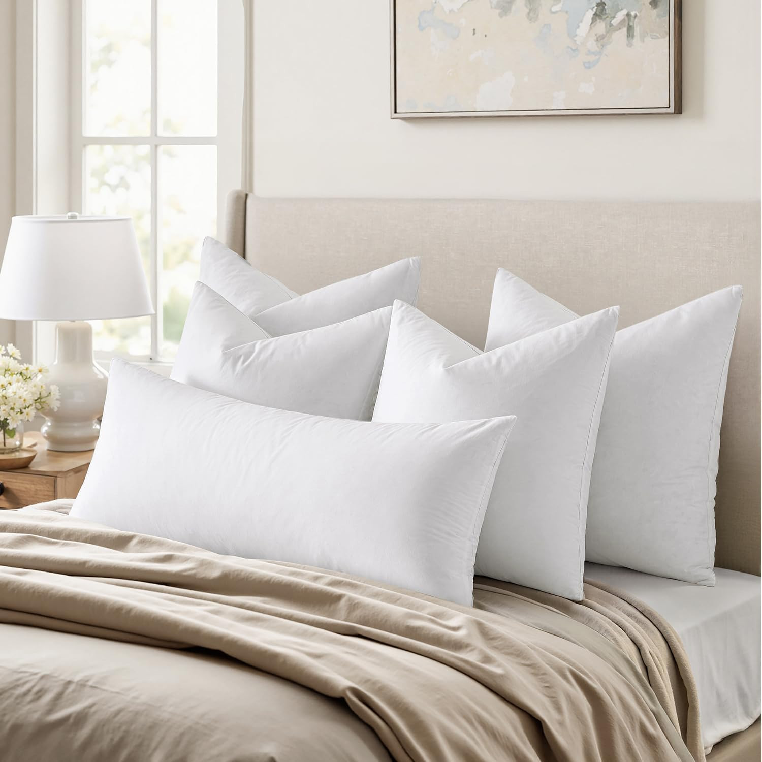 Pillow Inserts 18X18 (Pack of 4,White), down Feather Throw Pillow Inserts, Pr...