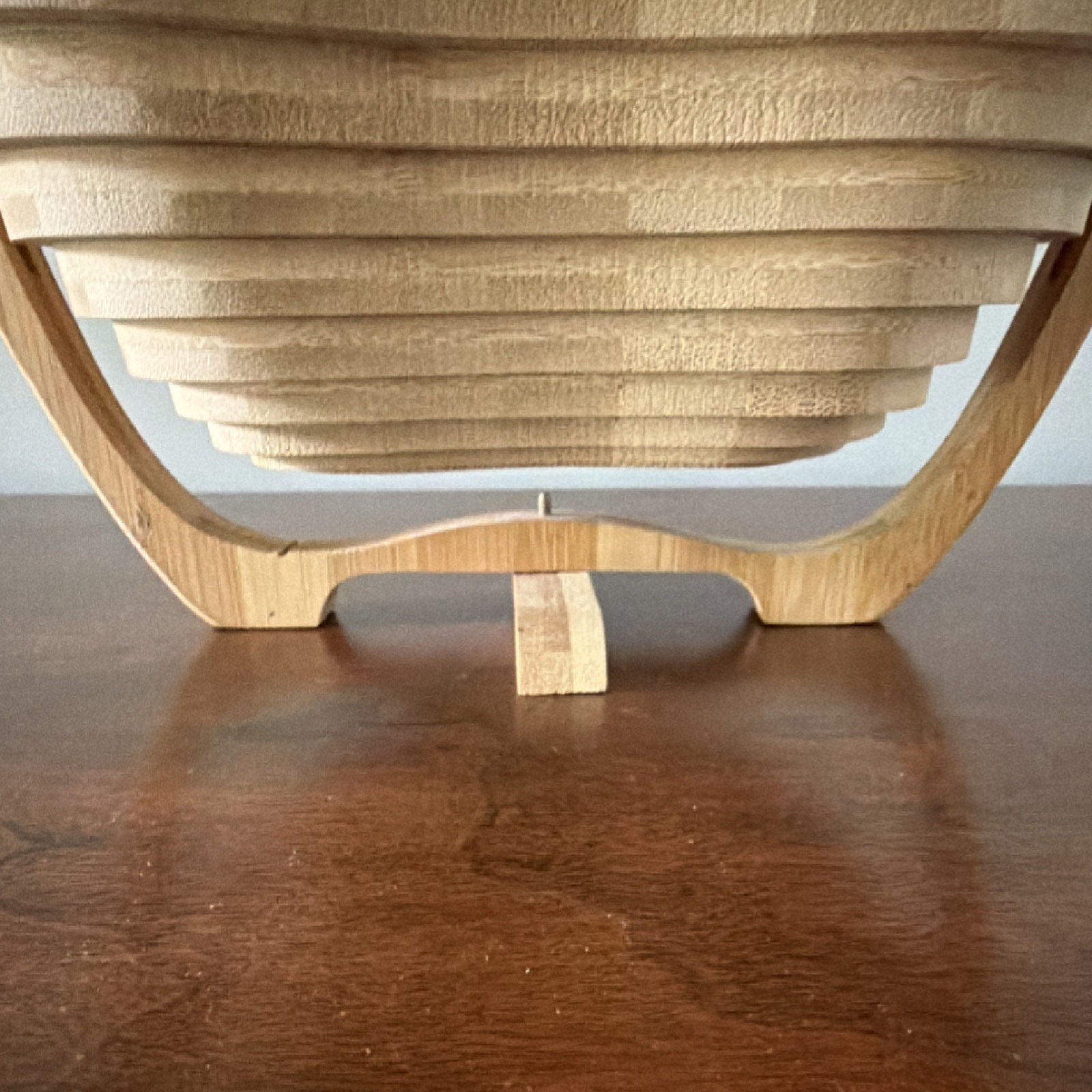 OH! NUTS. Apple Shaped Foldable Wooden Basket Light Brown Free Standing