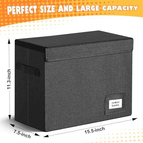 4 Pack Comic Book Storage, Collapsible and Stackable Comic Short 4 pack black