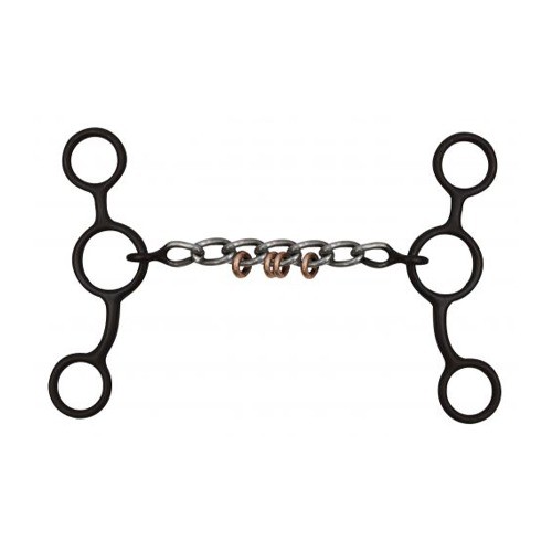 Showman Brown Steel Short Shank Dog Bone Bit w/ Copper Rings