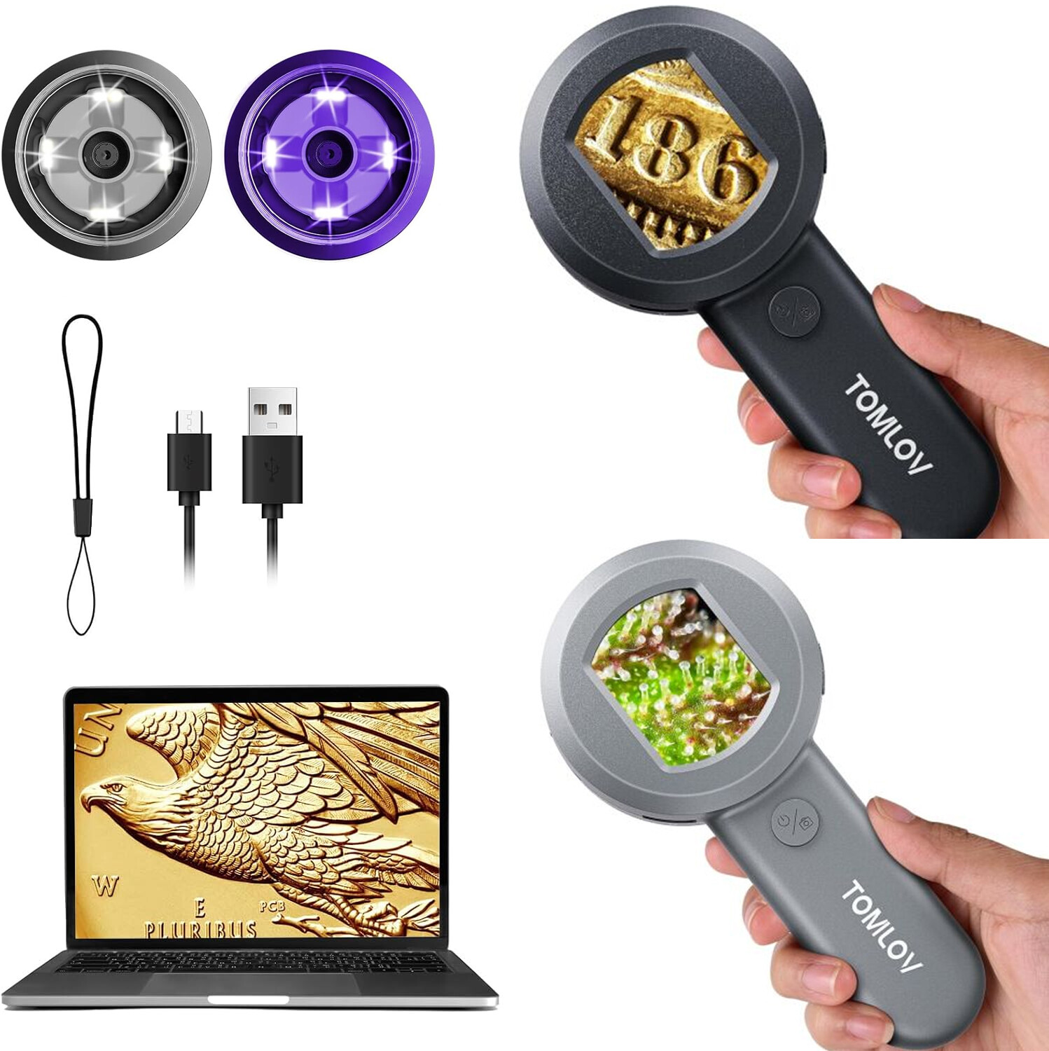 TOMLOV 100X Digital Microscope Jewelers Loupe Glass Coin Collectors Magnifying