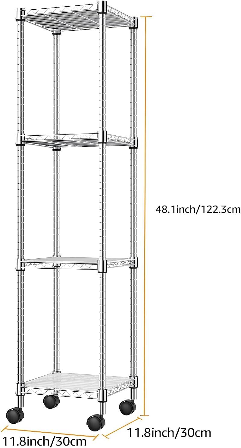 4 Tier Stackable Storage Kitchen Wire Shelves Steel Organizer Pantry Garage Rack