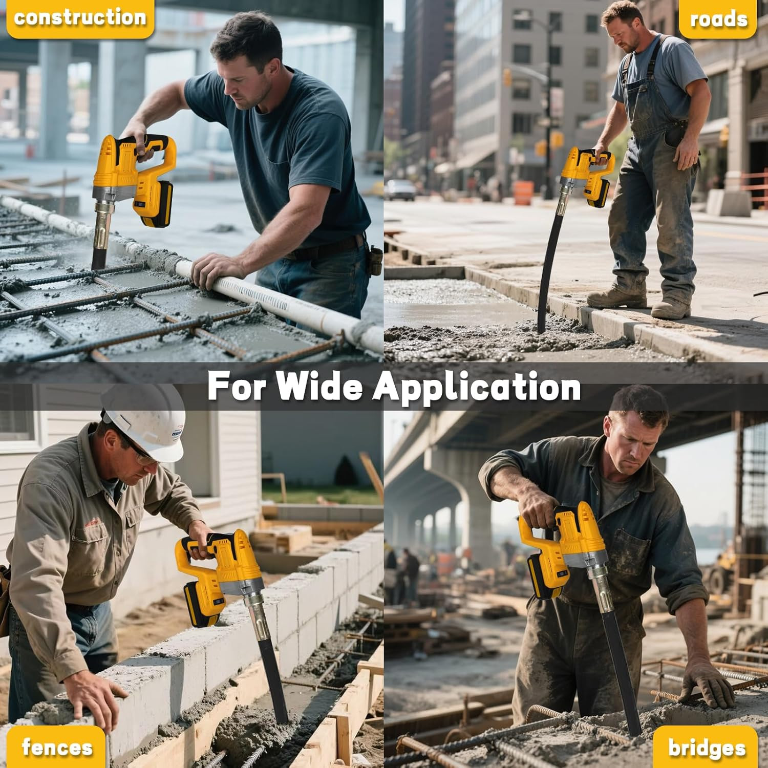 Handheld Concrete Vibrating Tool for Dewalt 20V Max Battery, Construction Insert