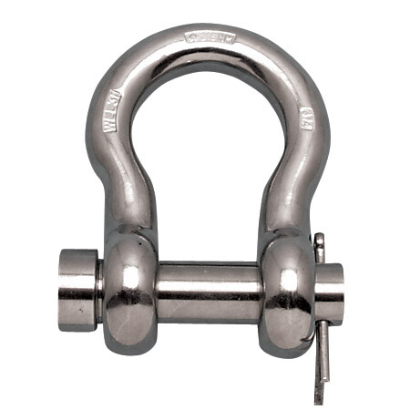 STAINLESS STEEL 316-NM ANCHOR SHACKLE 3/8" W/ROUND PIN (S0116-RP10)