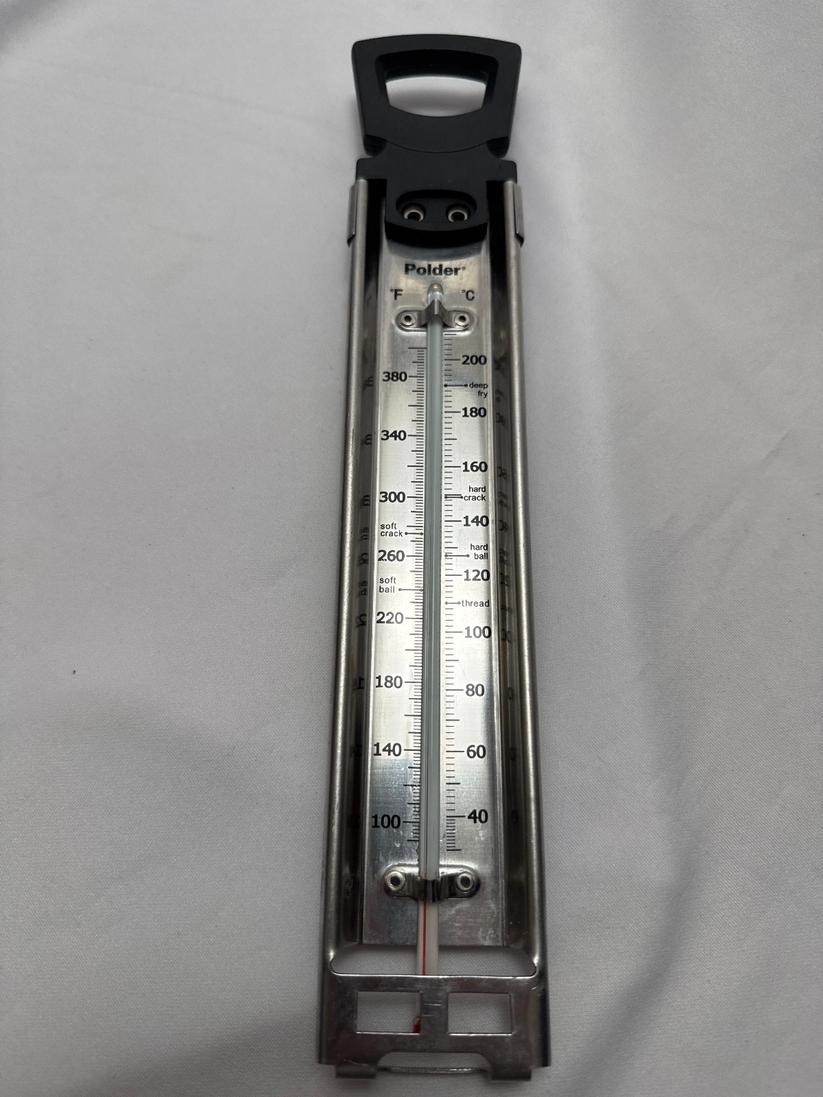Polder Stainless Steel Candy Deep Fry Thermometer Clip-On 12” Used Excellent