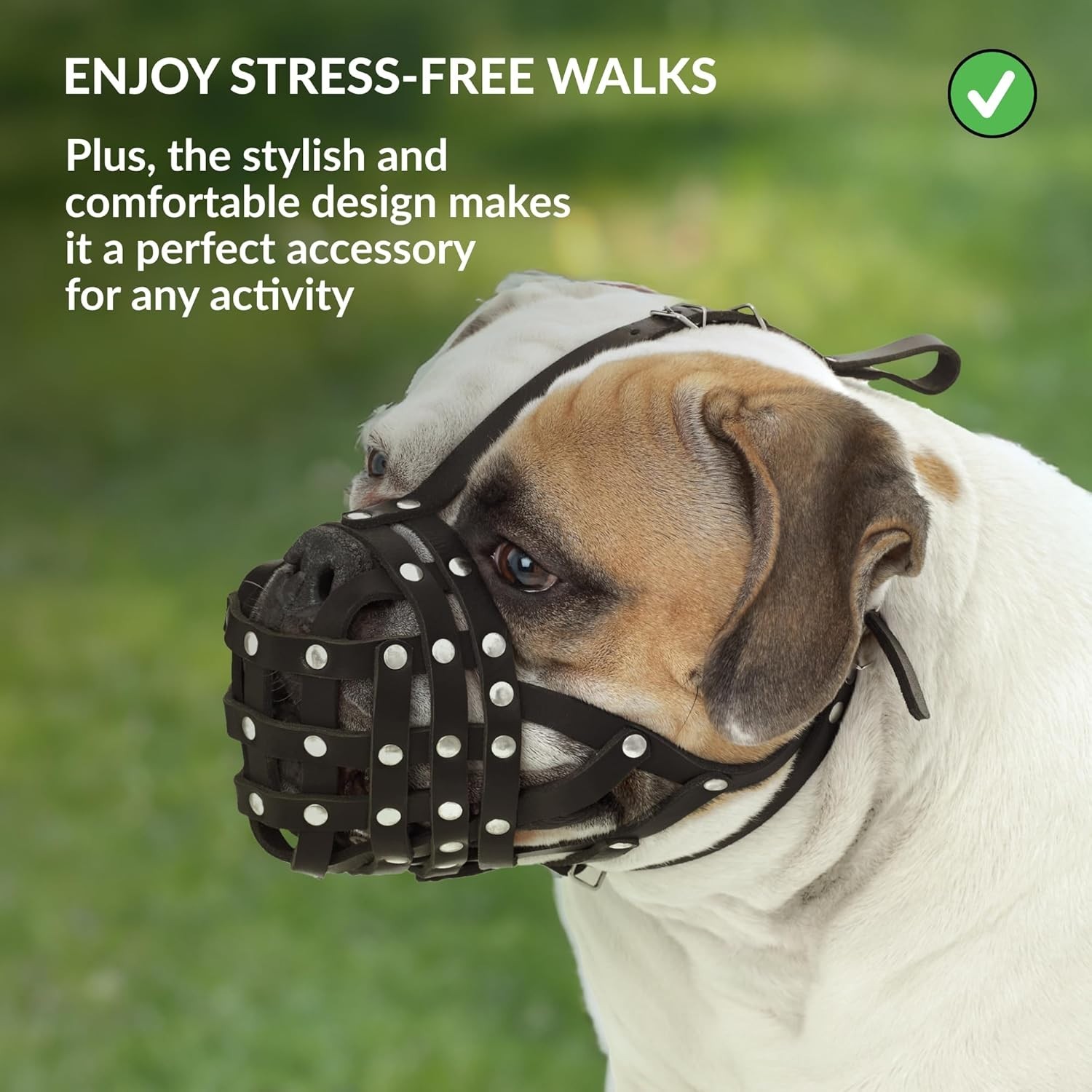 Breathable Handmade Leather Muzzle - Secure Anti-Barking Solution for Large Dogs