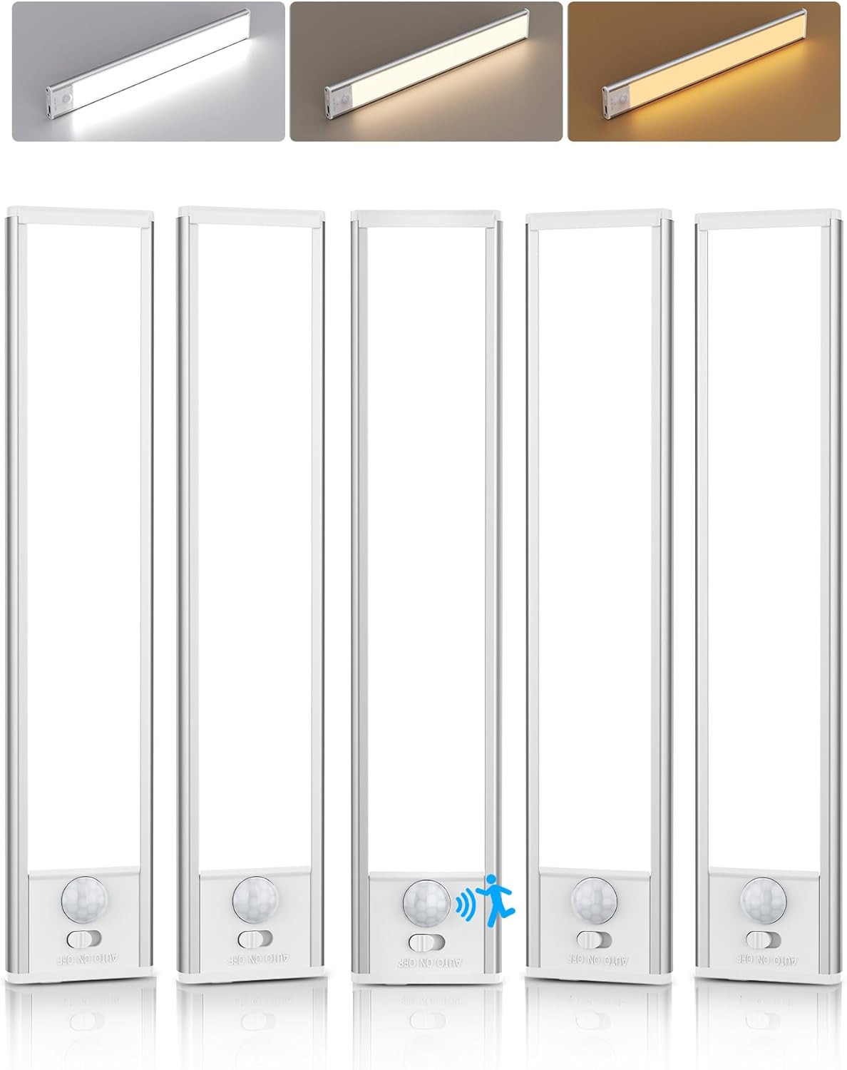 Under Cabinet Lighting,5 Pack Rechargeable Motion Sensor Light Indoor,3 Colors D