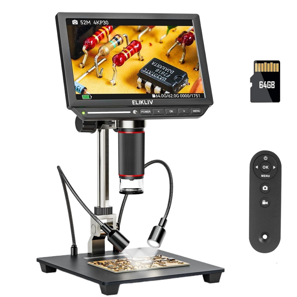 Elikliv 4K LCD Digital Microscope 8" Coin Microscope 2000X 52MP HDMI & USB Used