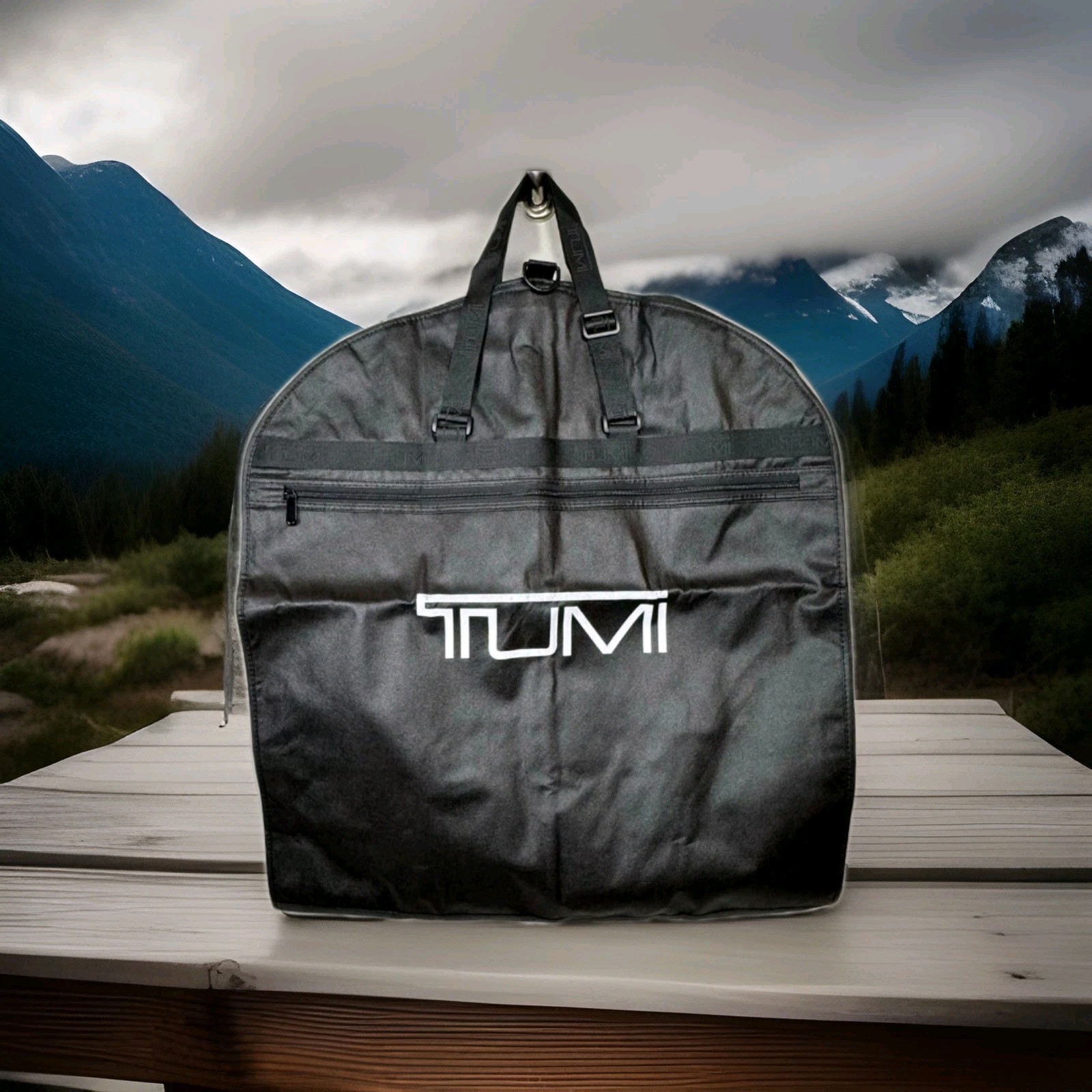 TUMI Bi-Fold Fabric Garment Bag With Handles For Weekend Travel Black NWOT