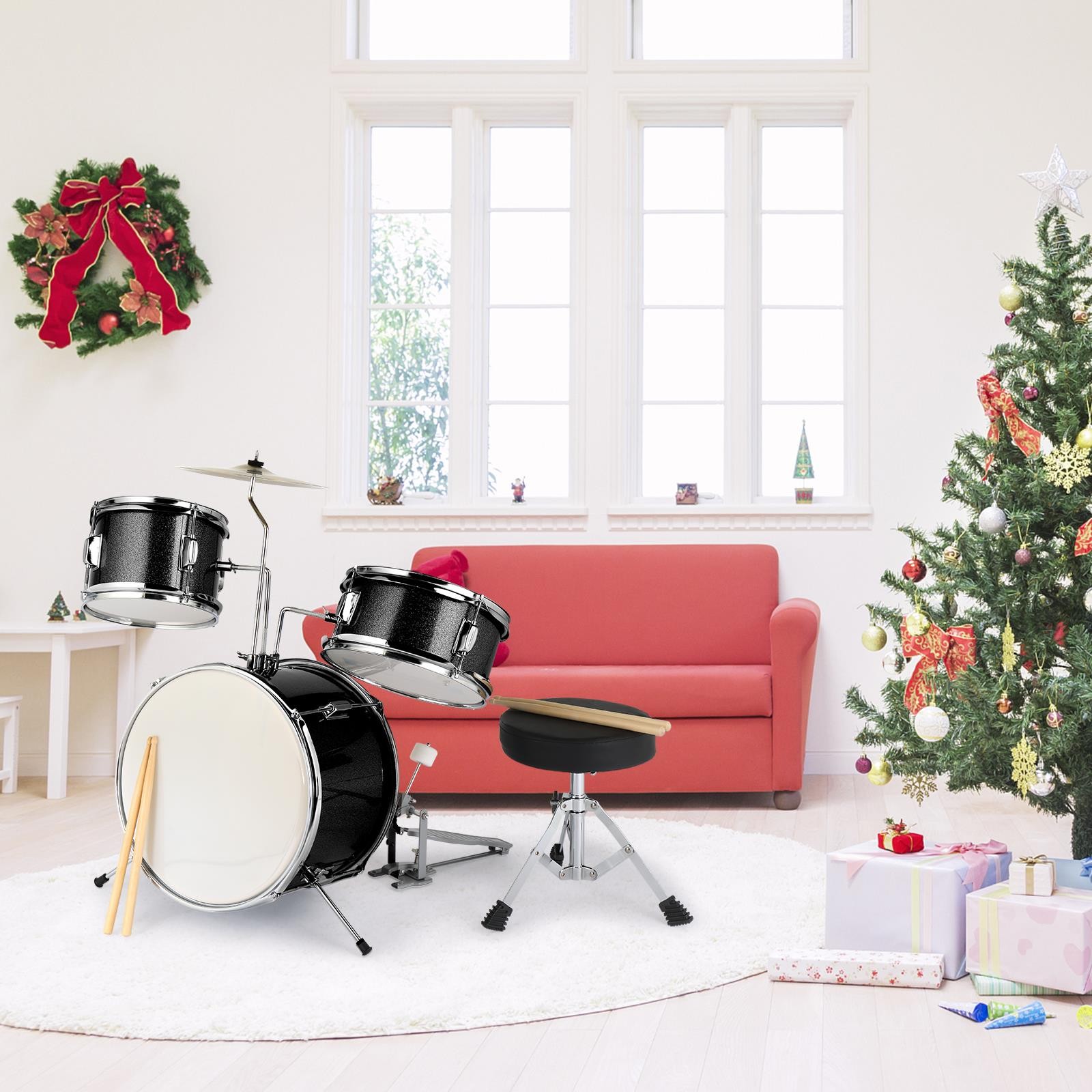 Ktaxon 3 Pcs Junior Drum Set, Beginner Drum Kit School Band XMS Gift
