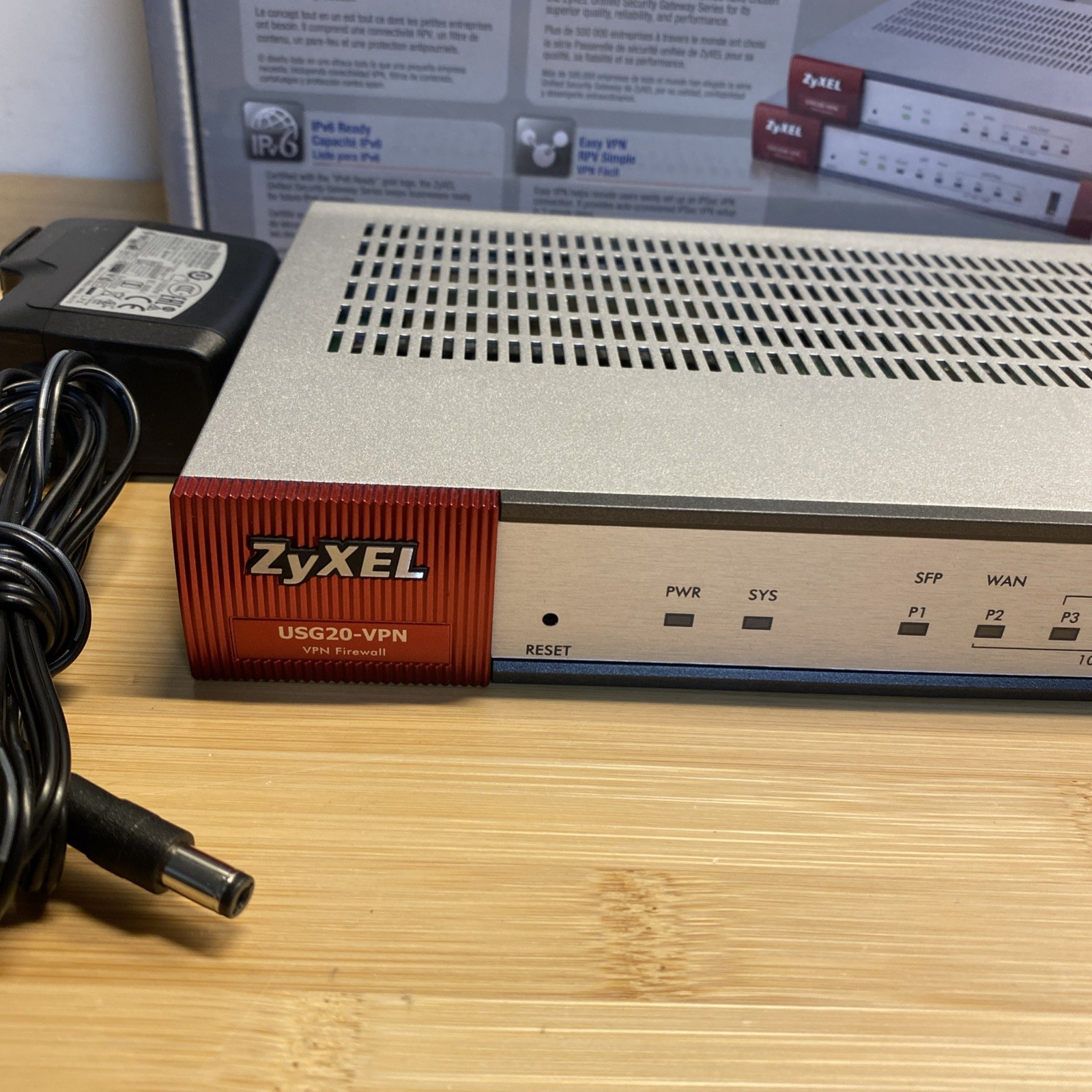 ZyXel Zywall USG 20 Unified Security Gateway VPN Firewall with Power Adapter