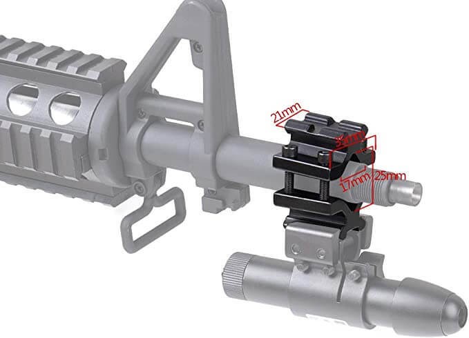 Universal 20mm Dual Rail Barrel Mount for Flashlight Laser Bipod