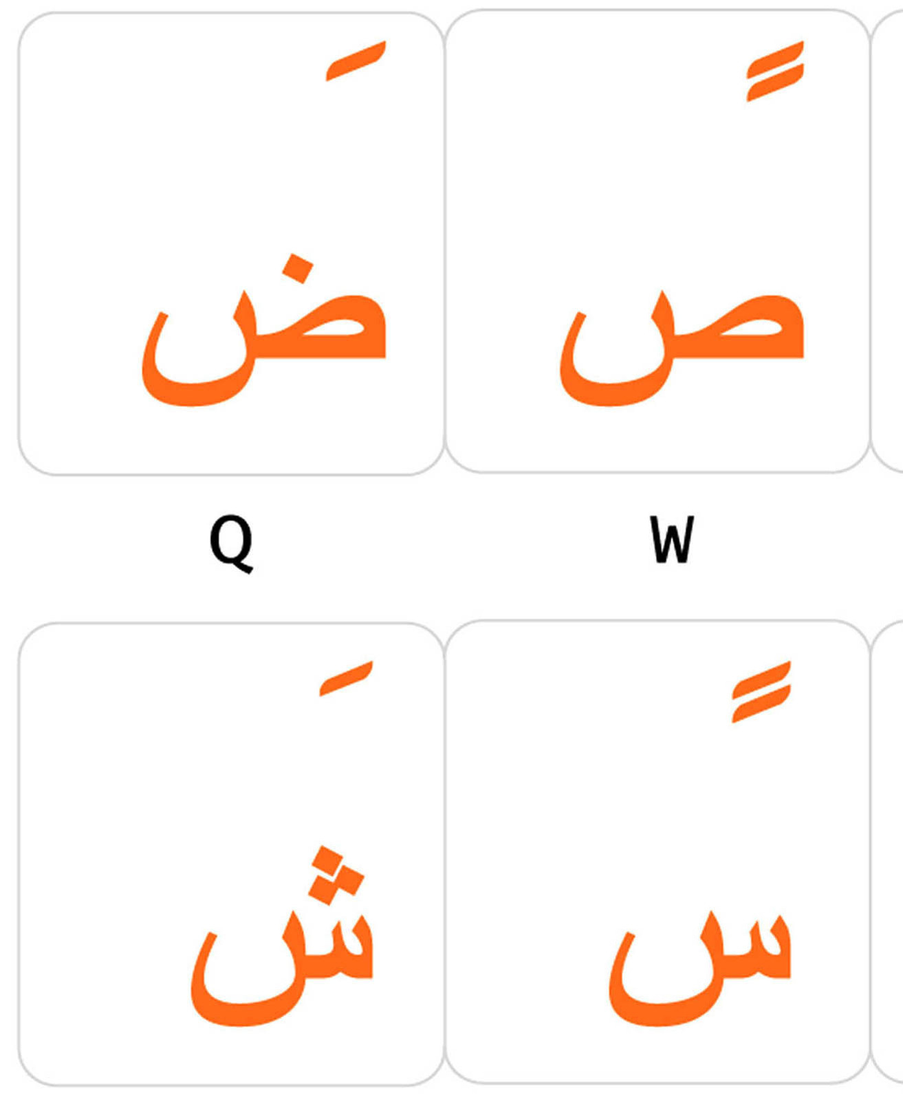 ARABIC KEYBOARD STICKERS LABELS TRANSPARENT ORANGE  LETTERS FOR COMPUTER LAPTOP