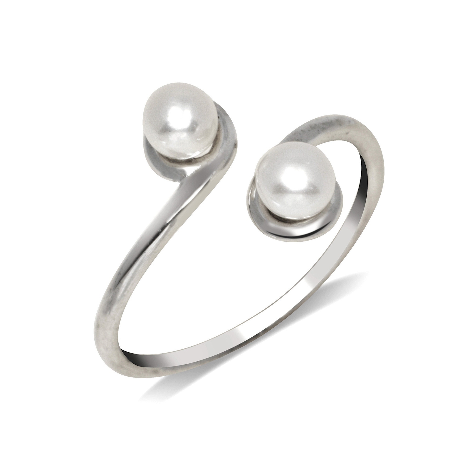 Solid 925 Sterling Silver Freshwater Cultured Pearl Bypass Adjustable Toe Ring