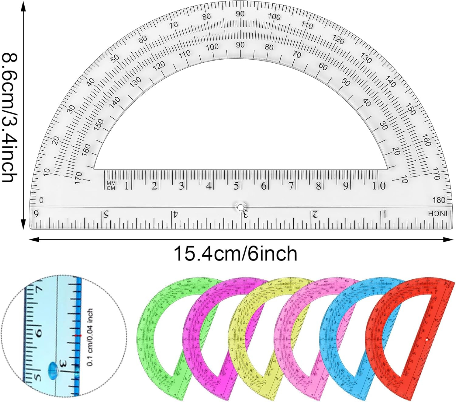 Plastic Protractor Math Protractors 180 Degrees for Geometry Classroom Student S