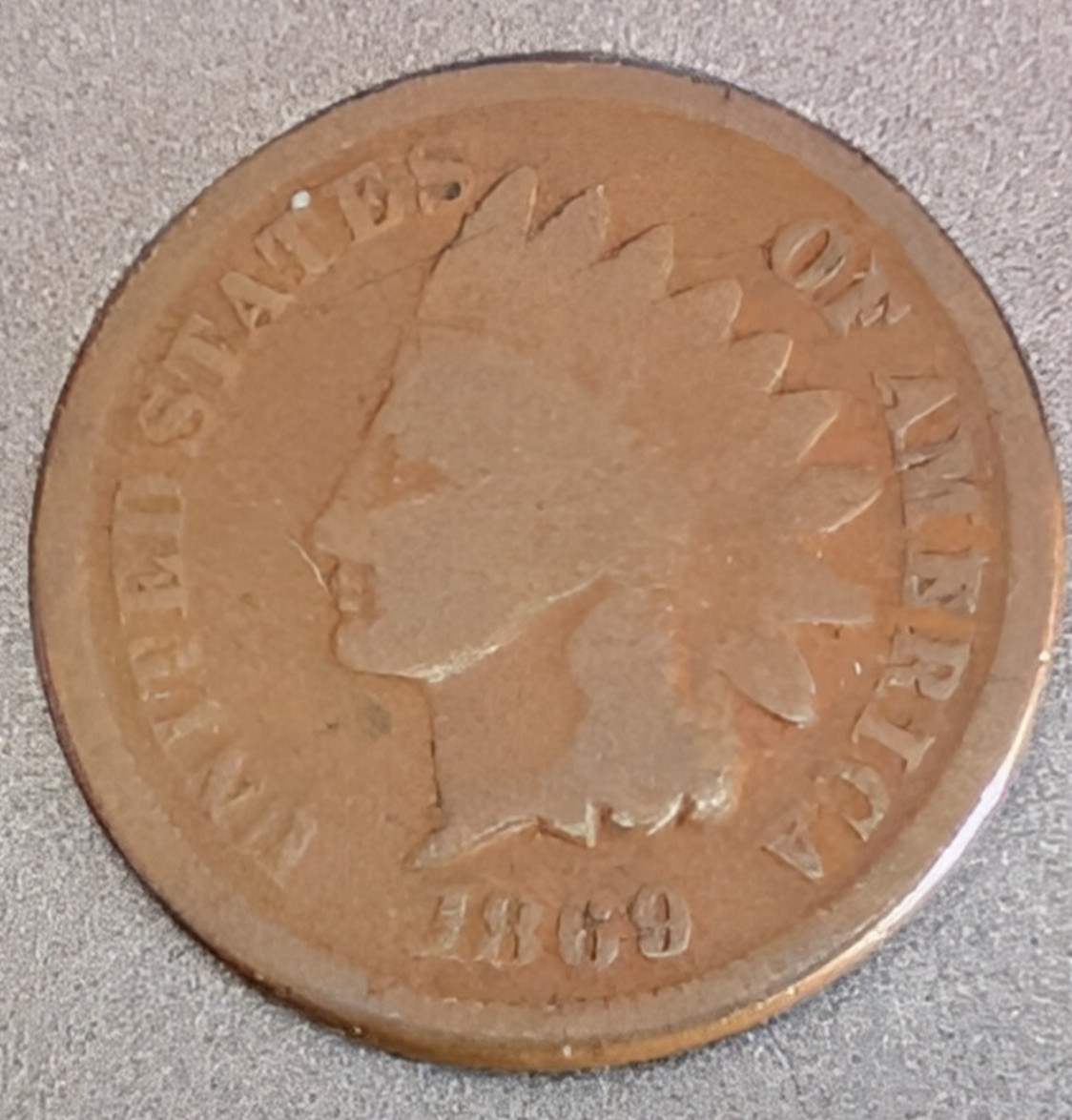 1869 Indian Head Cent Good+ Condition, Original Surfaces Better Date