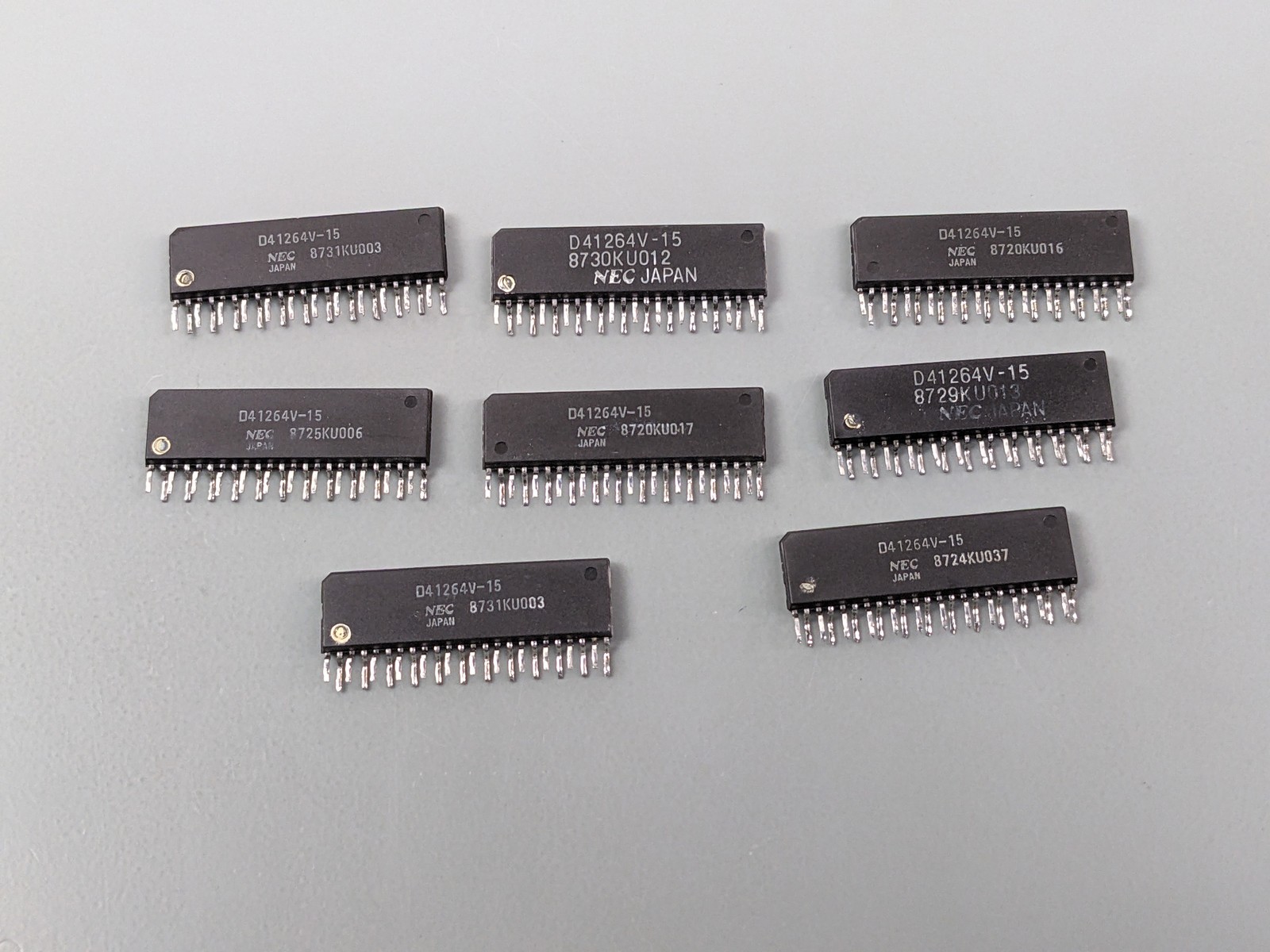(8) NEC D41264V-15 VRAM ICs, 64K x 4-bit Dual-Port Video RAM