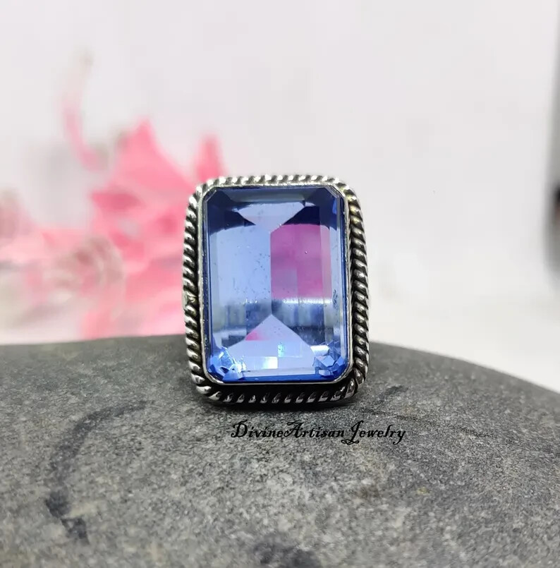 Tanzanite Silver Ring, Handmad925 Sterling Silver Band& Statement Ring All Size