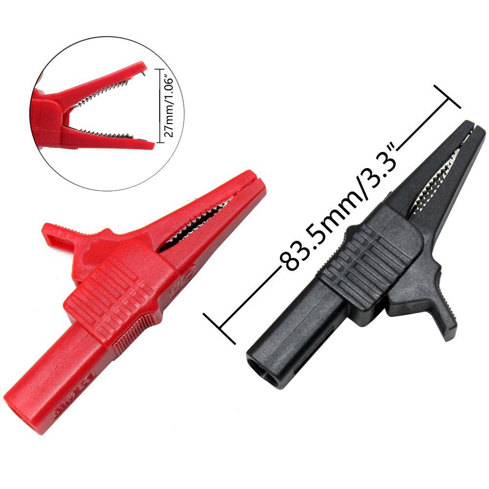 Two pairs Black/Red large crocodile clips Safety alligator clip 27262 USA Ship