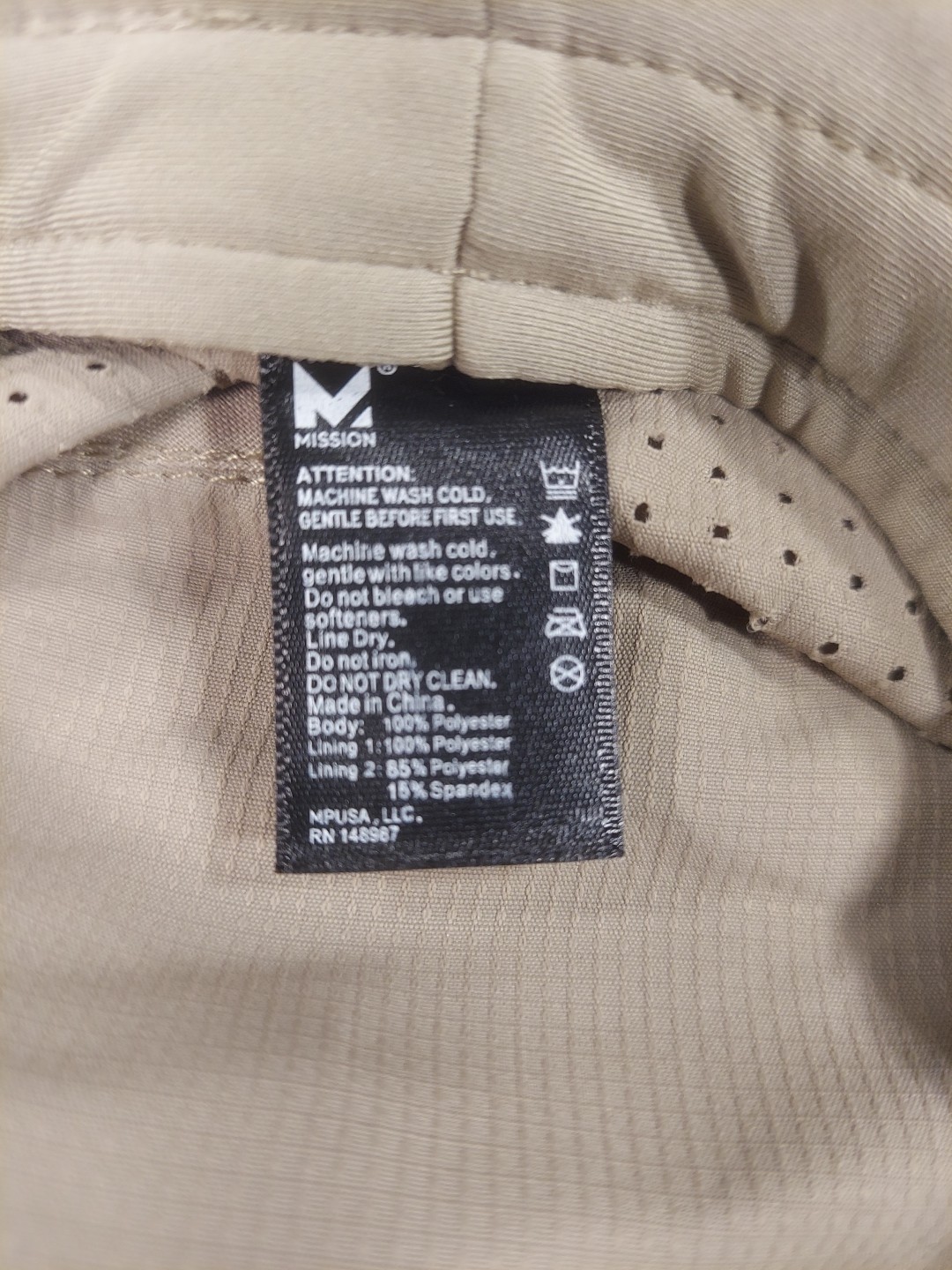 Mission Hydroactive Bucket Hat Beige Wide Brim Drawstring