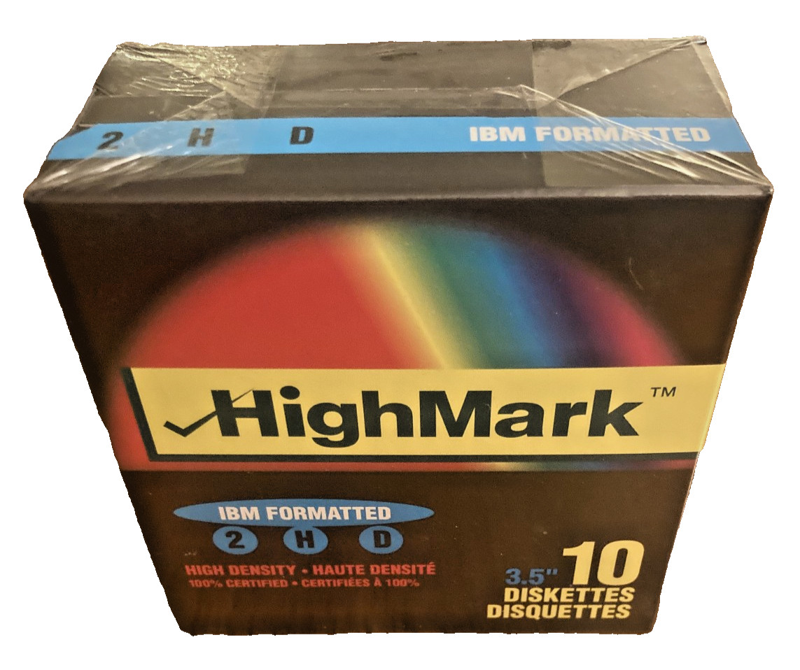SEALED! NEW HighMark 2HD 3.5-inch Floppy Diskettes IBM-Formatted 10 Pack #70116