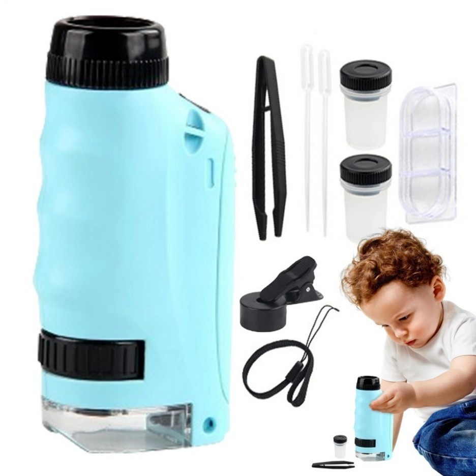 Mini Microscope for Kids gift Portable Microscope LED Lighting Small Handheld+%%